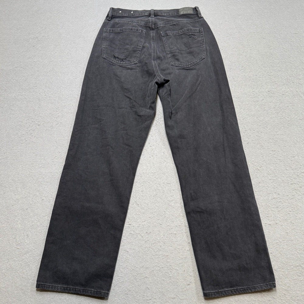 American Eagle Jeans Women's 6 Black Faded Wide Leg High Rise Baggy Streetwear - Picture 2 of 8